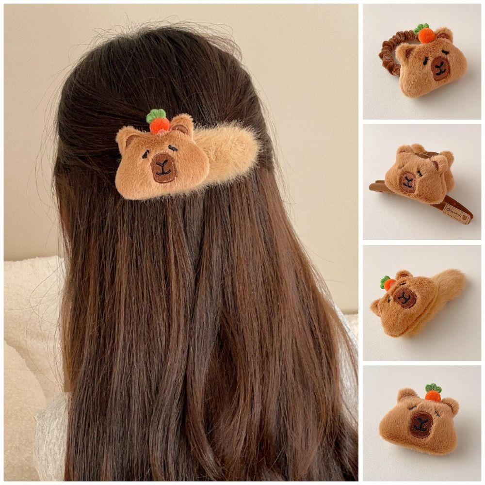 

Забавное кольцо для волос Capybara Kawaii, плюшевая заколка для волос, милые заколки для девочек Style 4