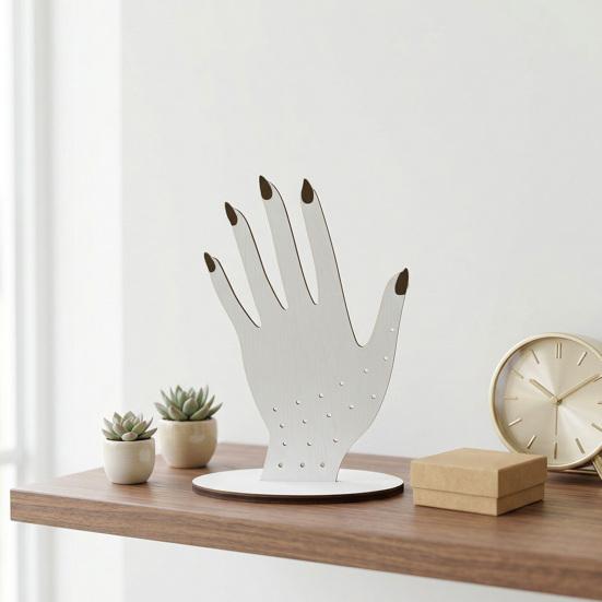 Handvorm Ringhouder, 2D Houten Sieraden Display Stand voor Ringen Ketting, Minimalistische Commode Decoratie, Decoratief Cadeau voor Vrouwen