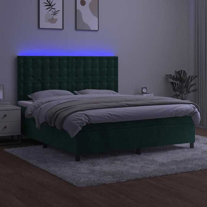 Maison Exclusive - Sommier à lattes de lit matelas et LED Vert foncé 180x200 cm