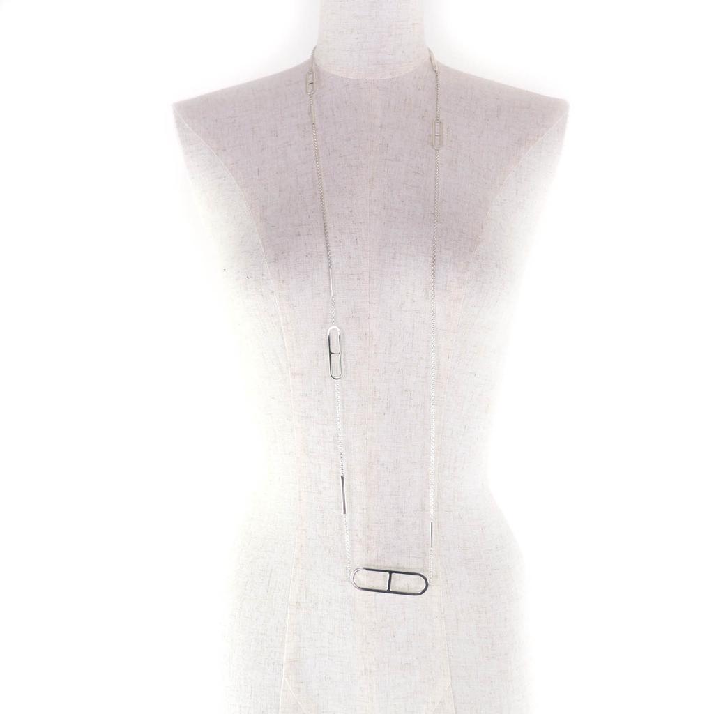 Great HERMES Necklace Ever Chaine D'ancle Long Silver AG925 Women Used