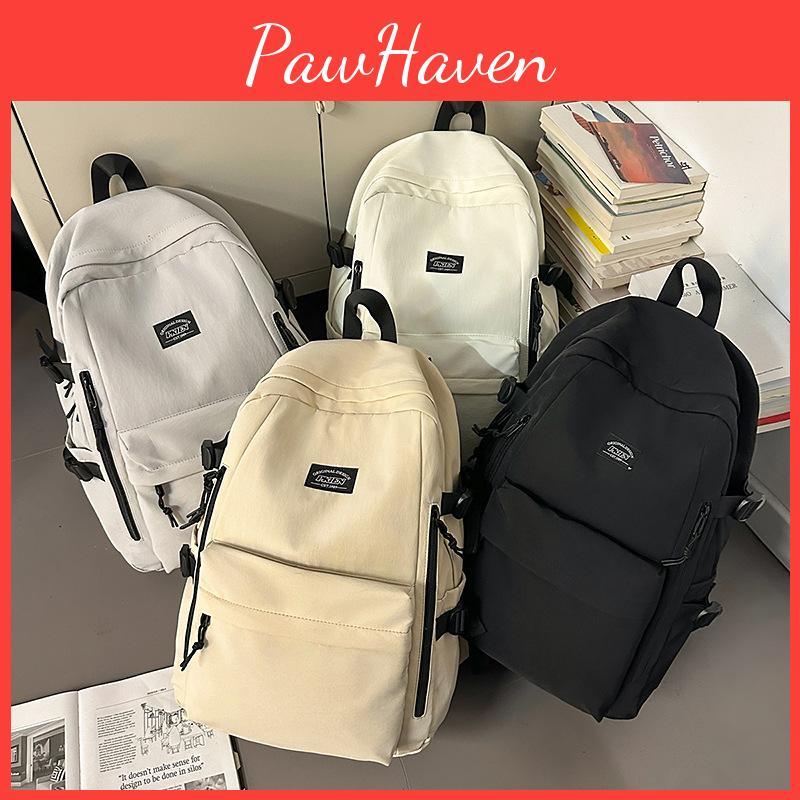 Minimally Backpack Designed With Solid Color And Letter Print Design Teens For