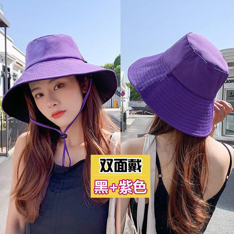Fisherman's Hat Children's Spring and Autumn Outdoor Big Eaves Sunscreen Hat Versatile Double-sided Solid Color Foldable Sun Hat