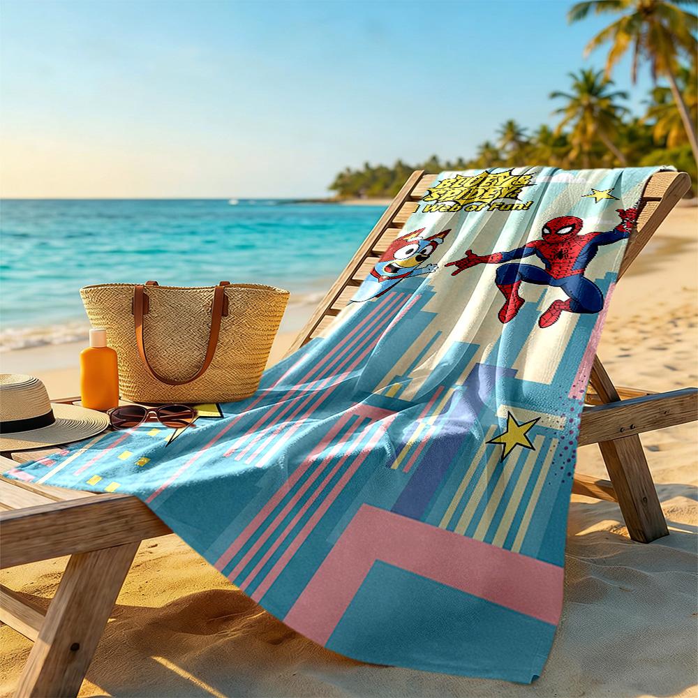 Bluey Beach Towel Super Soft Microfiber Quickdry Fabric Comfortable Lightweight Suitable for Swimming, Gym, Camping, Yoga Vacation