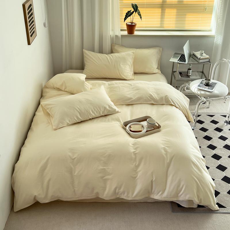 Pure Cotton Quilt Cover, Color Matching Four-piece Set, Pure Cotton, Pure Autumn and Winter Simple Single Product, Bedding, Duvet Cover