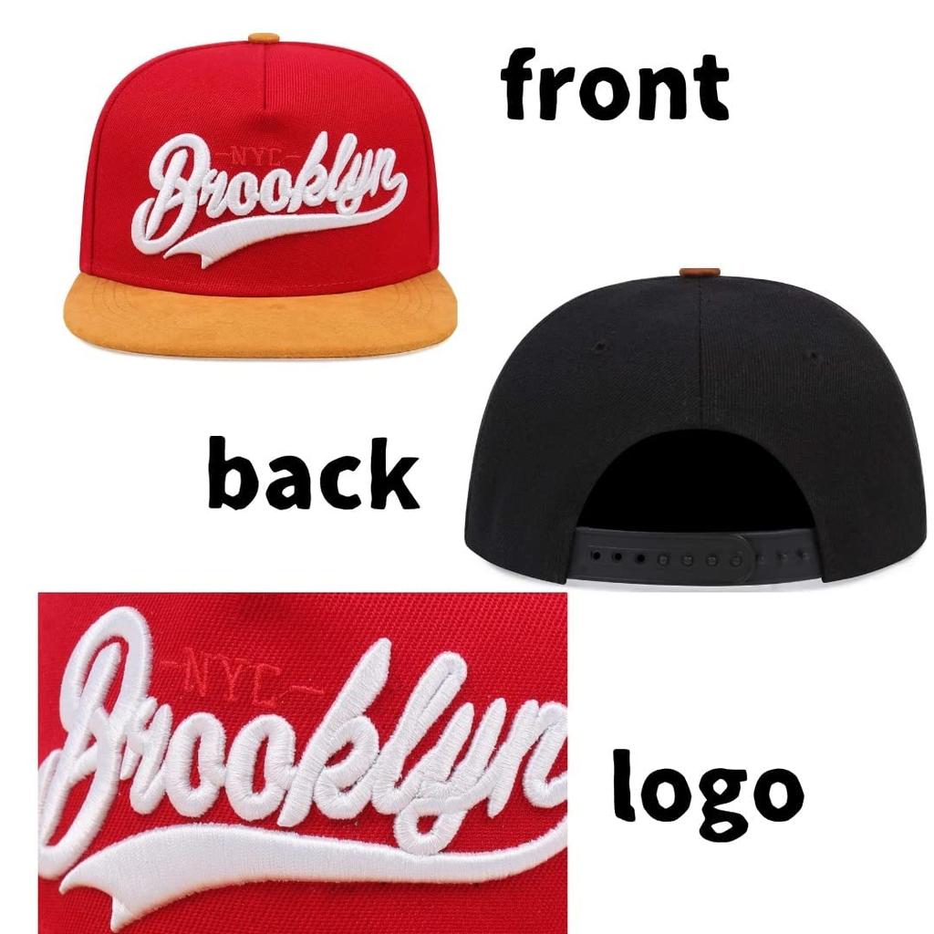 Sproutsy Snapback Cap, Korean Brooklyn Hip Hop Skater Flat Cap, Baseball Cap, Straight Cap, Popular for Men (Red)