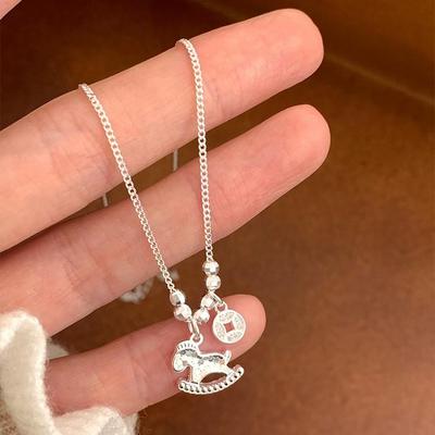 2026 Year of the Horse Rocking Horse Necklace: Fashionable Luxury Clavicle Chain with High-End Appeal