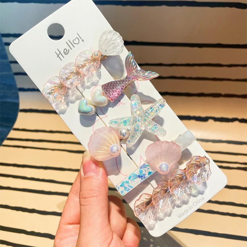 5 Pcs/Set Mermaid Starfish Shell Hairpins Girls Cute Hair Clips Hairgrips for Women Barrettes Hair Styling Tool Hair Accessories