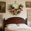 Spring Floral Pendant Wreath - Decorative Artificial Flowers for Home & Festive Doorway Wall Decor