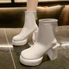 Móda Módní Super Vysoké Podpatky Dámské Kotníkové Boty Platforma Kožené Robustní Boty Zimní Trend Elegantní Společenské Lodičky Chelsea Botas Mujer