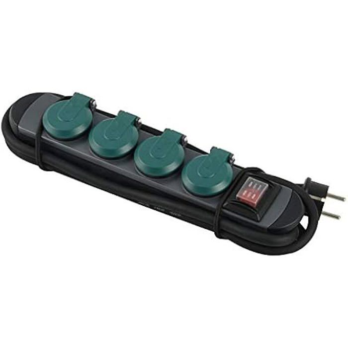 Multiprise - electraline - 62185 - 4 prises schuko - ip44 - câble caoutchouc 4m