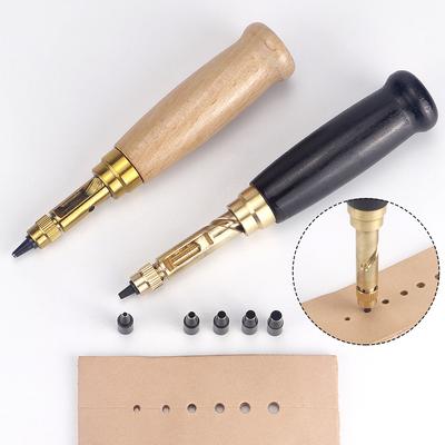 DIY Manuelles Lederlocher-Set, Drehbarer Locheisen, Verstellbares Schraublochwerkzeug, Schraubbohrspitzen-Matrize für Lederarbeiten & Handwerk