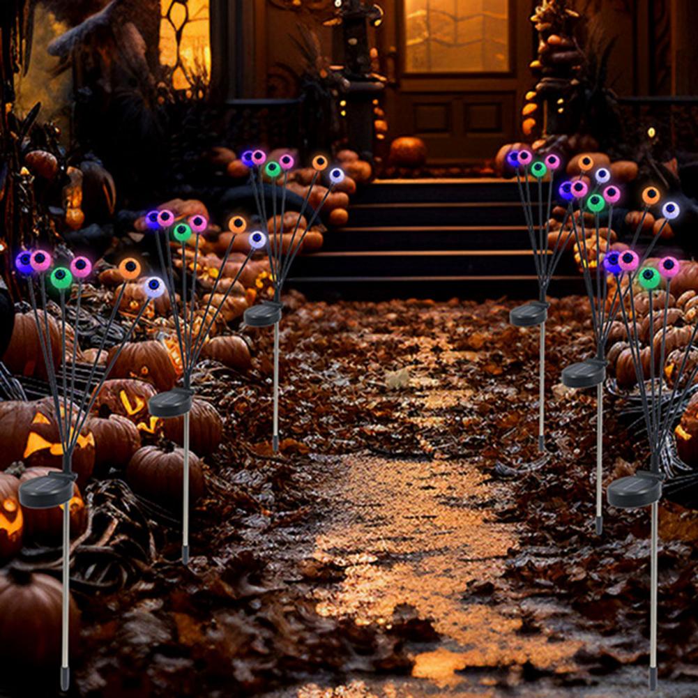 Halloween Decoration Energy Saving Outdoor Spooky Halloween Outdoor Decorations Solar-powered Ghost Eyeball Stake for Yard