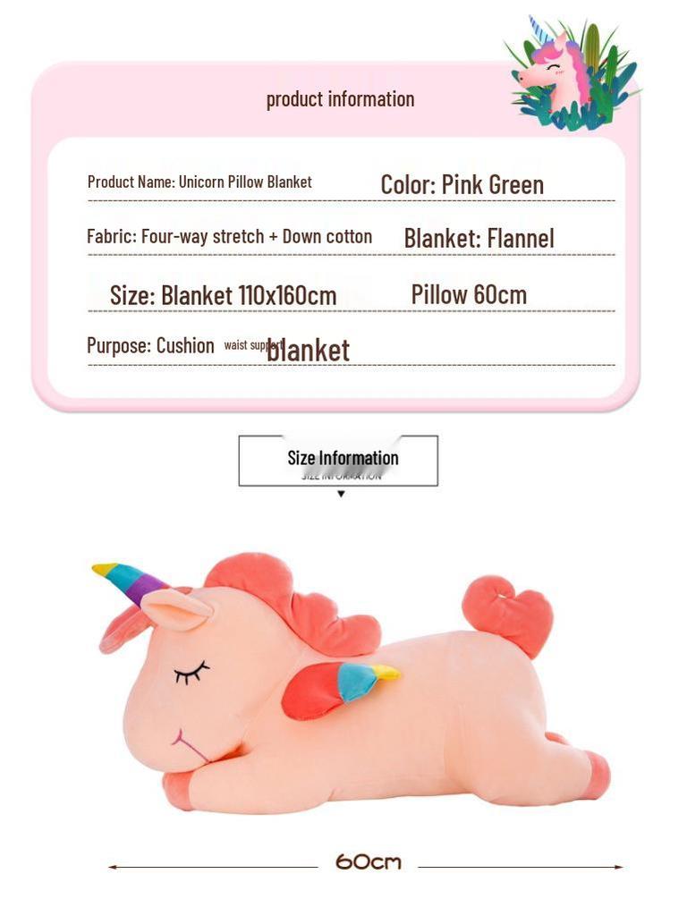 Unicorn Plush Toy & Blanket Combo with Customizable Logo