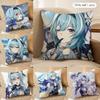 Eula Cute Genshin Impact Cushion Cover Silky Short Plush Invisible Zipper Dustproof Sofa Pillow Case For Home Decor