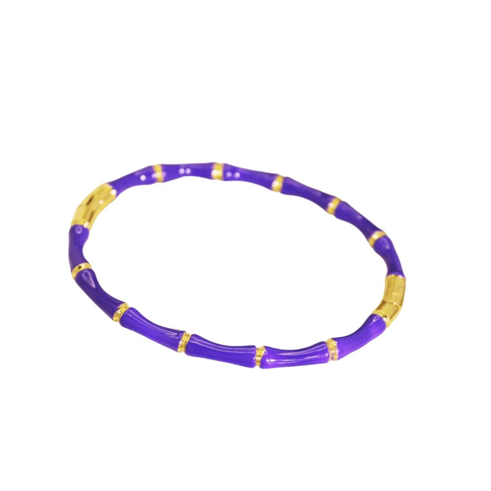 Stainless Steel Enamel Resin Bracelet Gold Stainless Steel Bangle Bamboo Joint Bangle Fashion фиолетовый