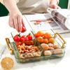 Dried Fruit Plate 2/4/6 Grids Light Luxury Divided Fruit Plate Snack Dish Candy Nuts Household Plastic Tray Snack Dessert Tray
