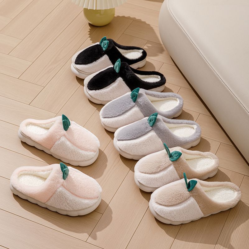 Cute cotton slippers New autumn confinement warm indoor thick-bottomed fluffy slippers