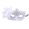 Feather Rhinestones Masquerade Mask Lace Flower Half Face Sexy Feather Flower  For Couple Masquerade Ball Party Game