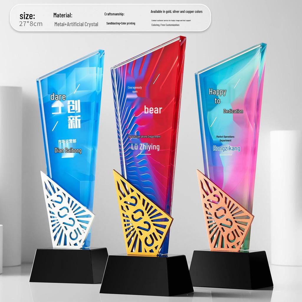 Dazzling Custom Crystal Trophy for Exceptional Employee Achievement and Event Commemorations - Professional Design and Engraving