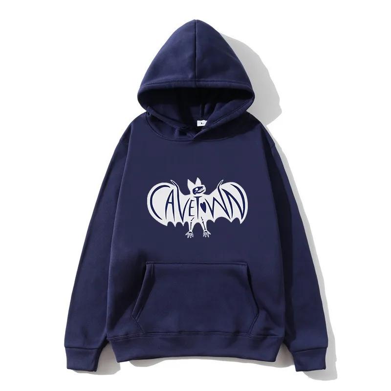 New hooded sweatshirt with torn Kafu logo, bat print unisex sportswear, urban fashion hooded sweatshirt