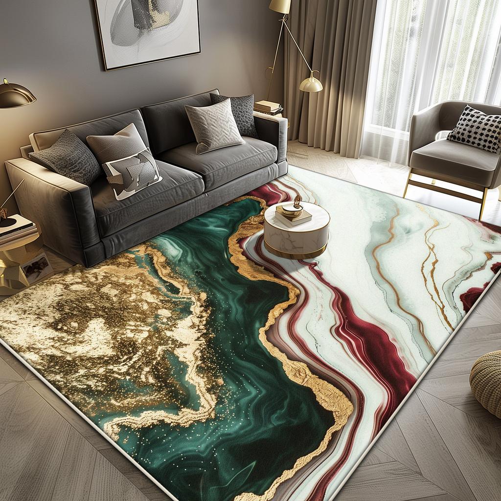 Luxury Marble Large Rugs for Living Room Decoration Sofa Black Gold Abstract Carpet Lounge Coffee Tables Soft Floor Mat Non-slip
