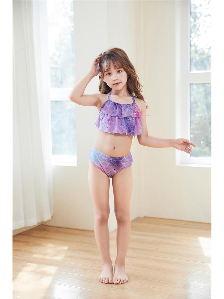 Mermaid Princess Swimsuit 3-Piece Set for Girls with Fishtail and Bikini