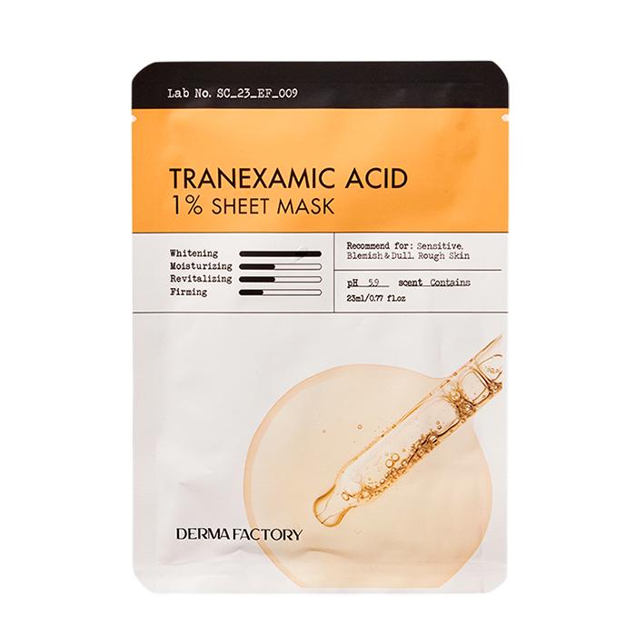 

Derma Factory Транексамовая кислота 1% Тканевая маска – Осветляющая и для ухода за пигментными пятнами Эссенциальная маска с ниацинамидом и глутатионом, корейская 1 pc