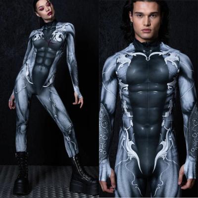 Dámské Pánské Tmavě Šedý Robot Stroj 3D Digitální Potisk Halloweenské Cosplay Kostýmy Dospělí Unisex Karnevalová Párty Oblečení Kombinéza