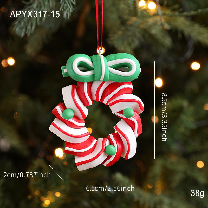Drop Ornaments Realistic Christmas Pendant Lollipop Decoration Soft Ceramic Candy Cane Ornament For Christmas Tree Xmas Holiday