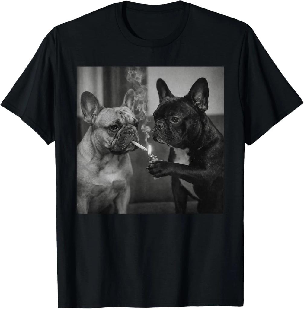 Frenchie Buddies Funny French Bulldog Smoking Cigarette Meme Gift Unisex T-Shirt