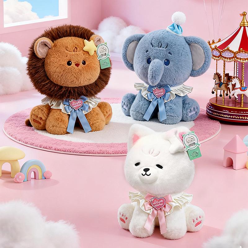 New bib animal cute circus small ornament plush toy doll learning board children's birthday gift