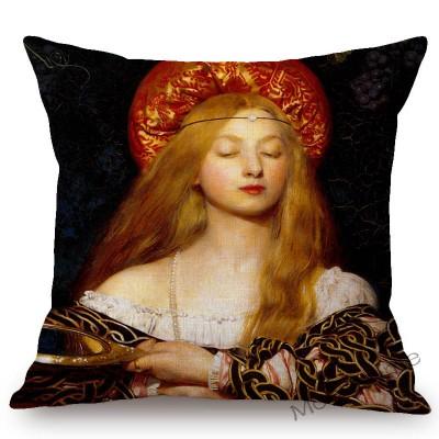 World Famous Painting Home Decorative Sofa Pillow Case Pre-Raphaelite Young Lady Vanity Oil Painting Art Linen Cushion Cover