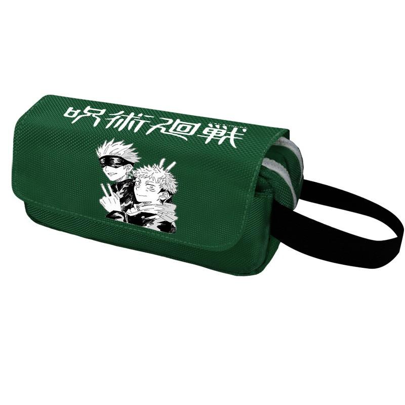 Anime Jujutsu Kaisen Pencil Case Double Zipper Large Capacity Canvas Stationery Organizer Students
