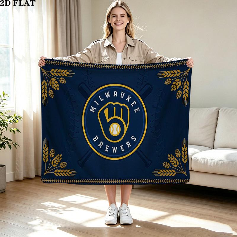 Milwaukee Brewers Print Flannel Blanket High Quality Warm Comfortable Cover for All Seasons Perfect for Gifts Home Decor