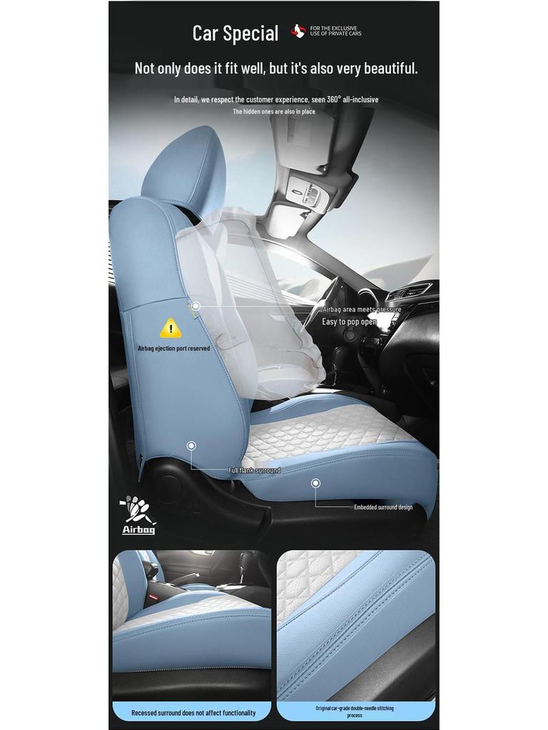 Five-Seat Qashqai Full Leather SUV Cushion: All-Season, Full Surround Seat Cover.