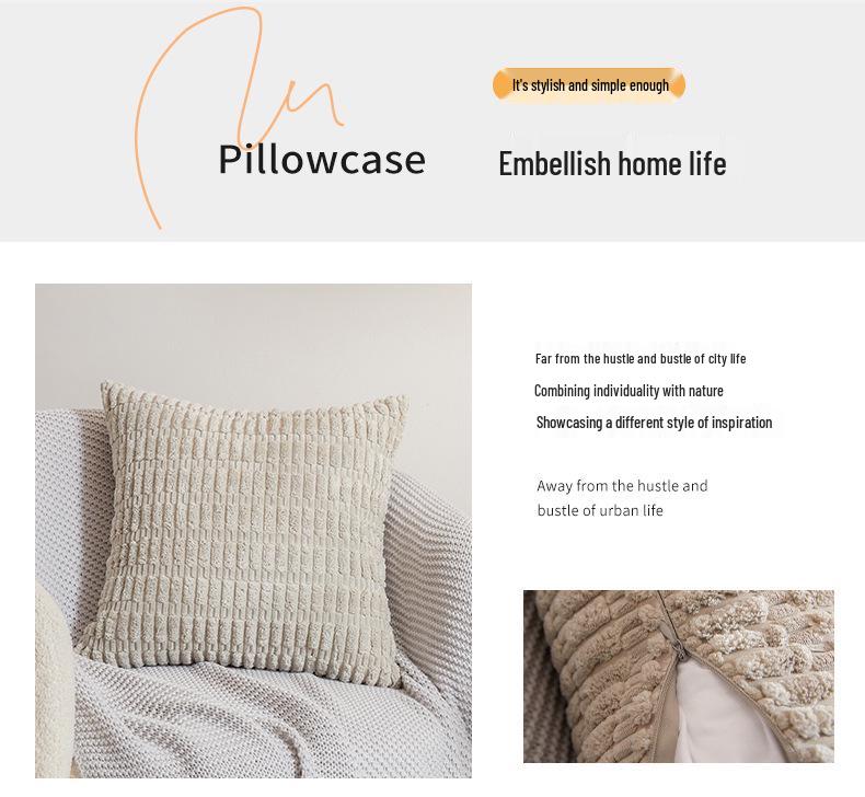 XUAI Corduroy Wheat Grain Backrest Pillowcase - Machine Washable Cover (Insert Not Included)