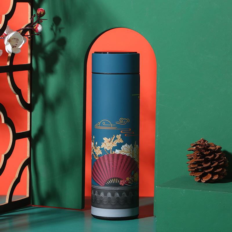 China Wind 304 Stainless Steel Thermos Cup Digital Display Water Cup Intelligent Temperature Measuring Multifunctional Teacup