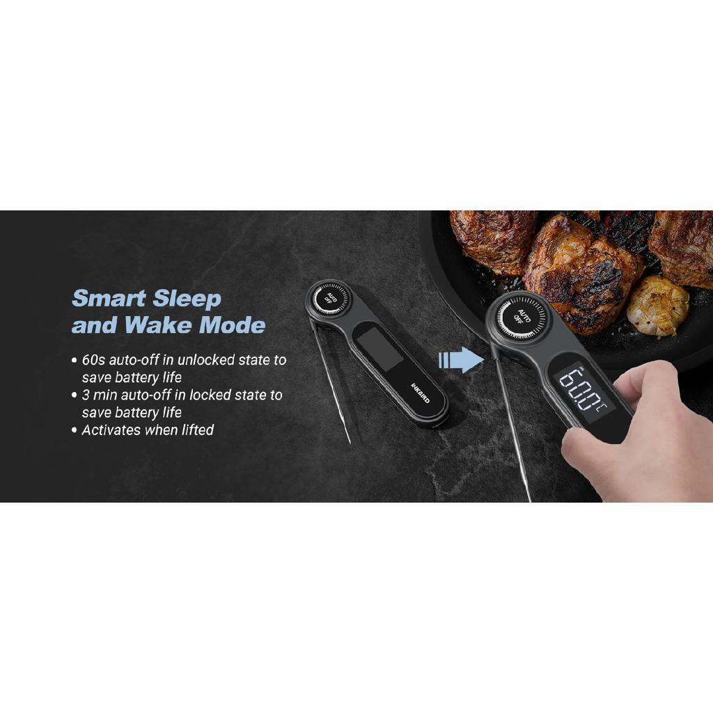 INKBIRD IHT-21K Sofort-Fleischthermometer, 0,5 Sek., IP65 Wasserdicht, K-Sensor, Magnetisch, VA-LCD, für Grillen, Backen, Brauen