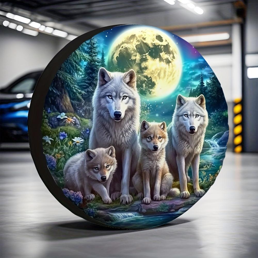 1pc, Dust-Resistant Tire Storage Bags, Warm Wolf Design, Machine Washable Polyester, No Electricity Required, Suitable For Birth