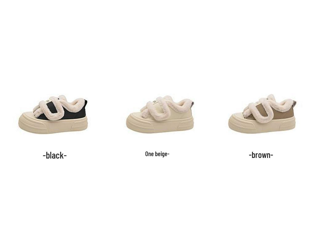 Women’s Velvet Canvas Height-Boosting Velcro Shoes for Autumn/Winter – Thick Sole & Warm Design