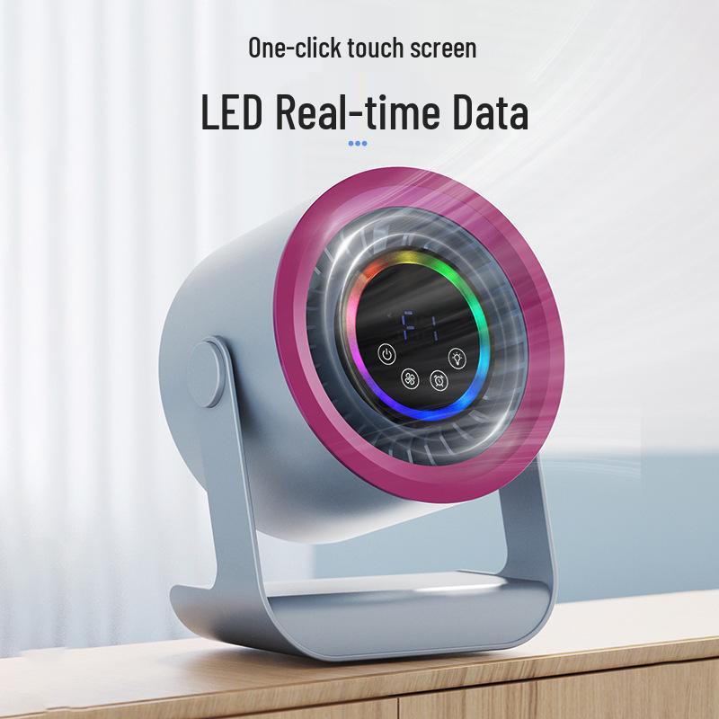 USB Rechargeable Silent Desktop Fan with Digital Display and Long Battery Life