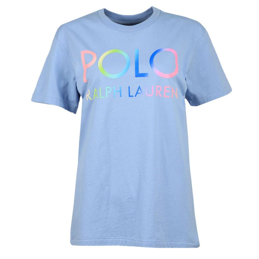 

Женская футболка с круглым вырезом и короткими рукавами с принтом логотипа Polo Ralph Lauren Синяя 211838144-002 XS