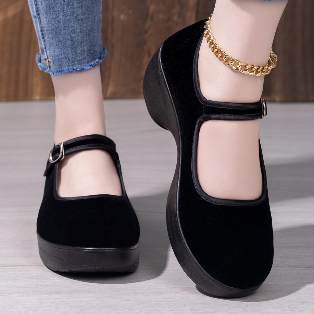 Women Shoes Spring Casual Shoes Soft Sole Non Slip Thick Shoes Breathable Height Increasing Dancing Shoes Working Shoes Comfortable Sneakers