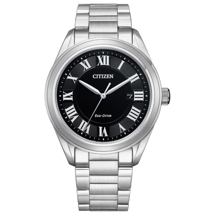 

Citizen Eco-Drive Mens Roman Numerals Calendar Silver Watch 40MM AW1690-51E чорний