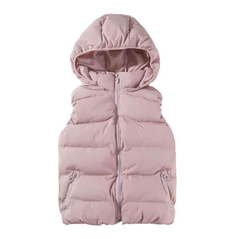 Autumn and Winter Detachable Hat Down Cotton Vest Women's Short Cotton Vest Solid Color Warm Hooded Jacket