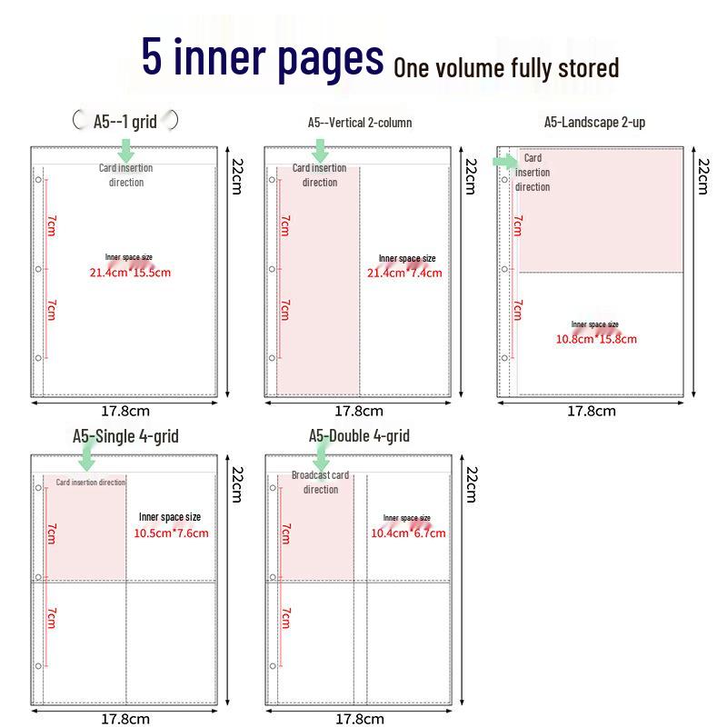 Transparent A4 and A5 Card Album Refills: 4-Pocket, 9-Pocket, 4-Inch Photo Pages