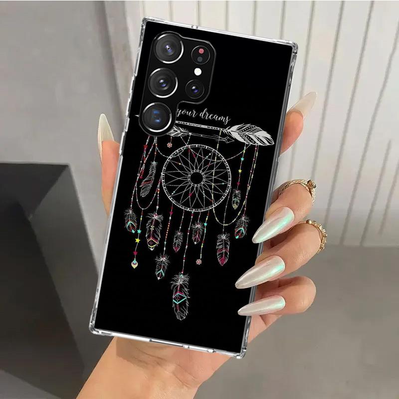 Retro Feather Dreamcatcher Phone Case for Samsung Galaxy S26 S24 S23 Ultra S25 Edge S22 S21 Plus S20 FE + Soft Print Shell Funda