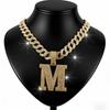 Hip Hop Full Diamond English Letter M Alloy Pendant Fashion Men's Trendy Accessories Hip Hop Accessories