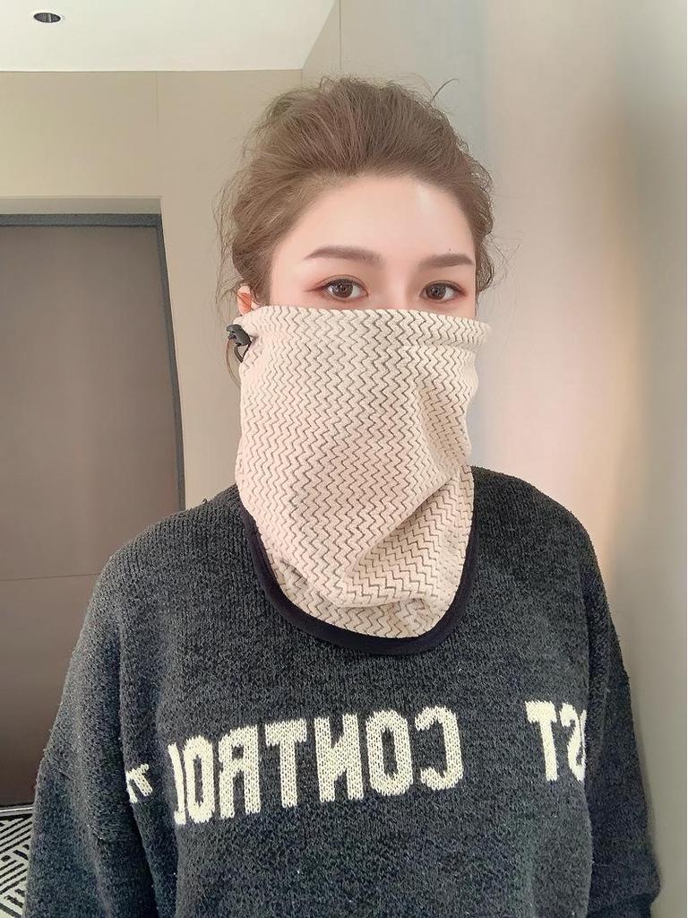 Wavy Fleece Striped Cycling Veil: Windproof, Cold-Proof Mask for Autumn & Winter