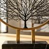 Metal Tree Figure Gold Arboreal Outline with Circular Structure Frame Minimalist